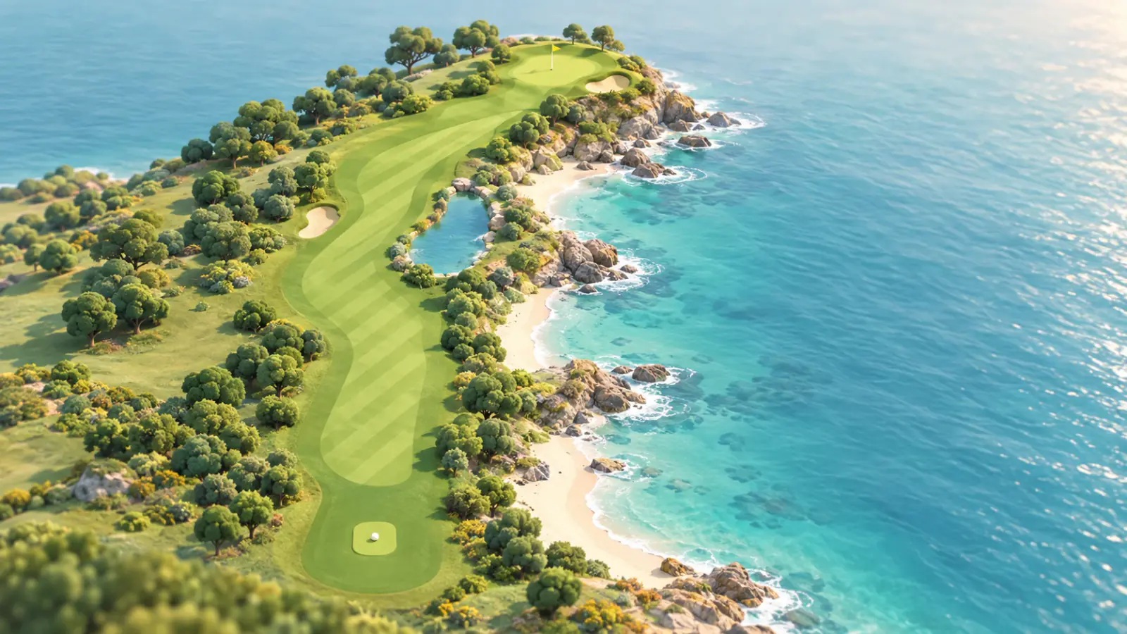 A golf hole along the sea